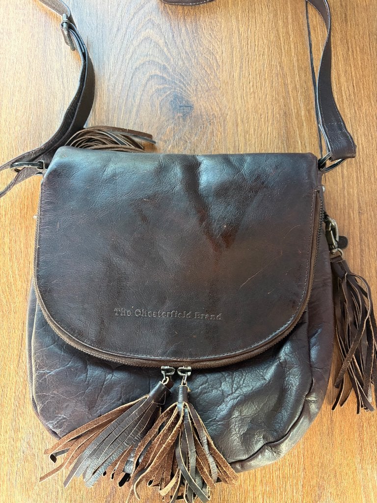 vintage leren crossbody tas The Chesterfield Brand, Sieraden, Tassen en Uiterlijk, Tassen | Damestassen, Ophalen of Verzenden