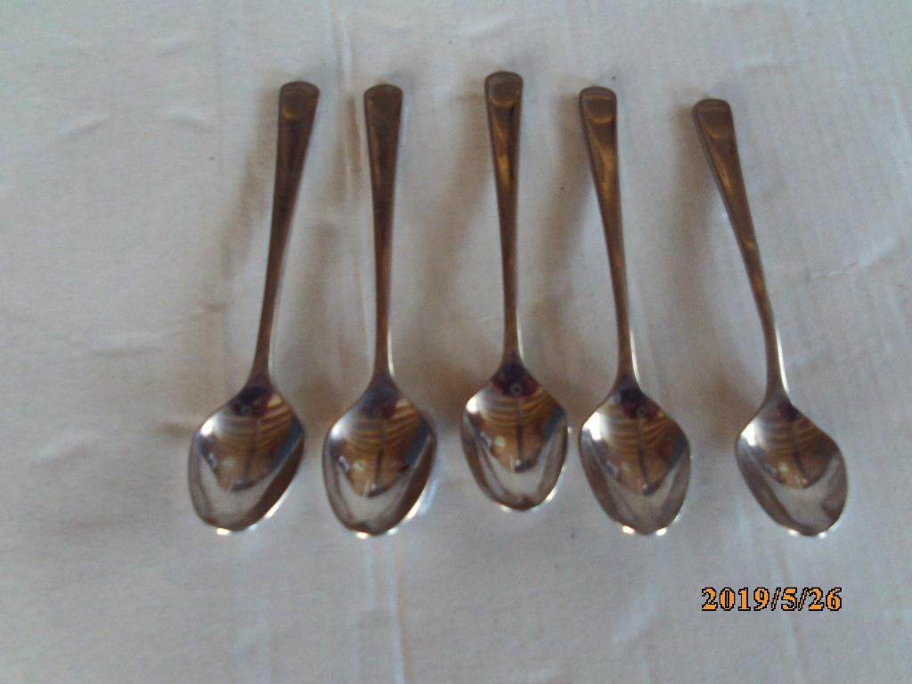 5 gero zilduro advocaatlepeltjes zilmeta grandetti nr. 735, Ophalen of Verzenden, Gebruikt, Rvs of Chroom