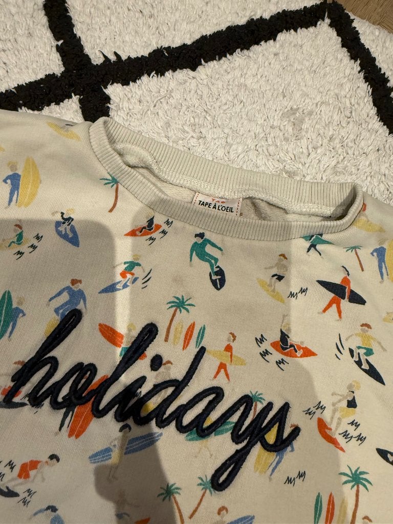 Foto 5 van Gebruikt wit print Tape a L'oeil sweater trui 104 (4y) Holid