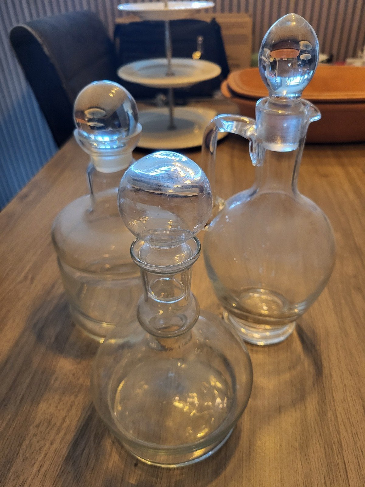 3 glazen karaffen met stop, Antiek en Kunst, Ophalen of Verzenden