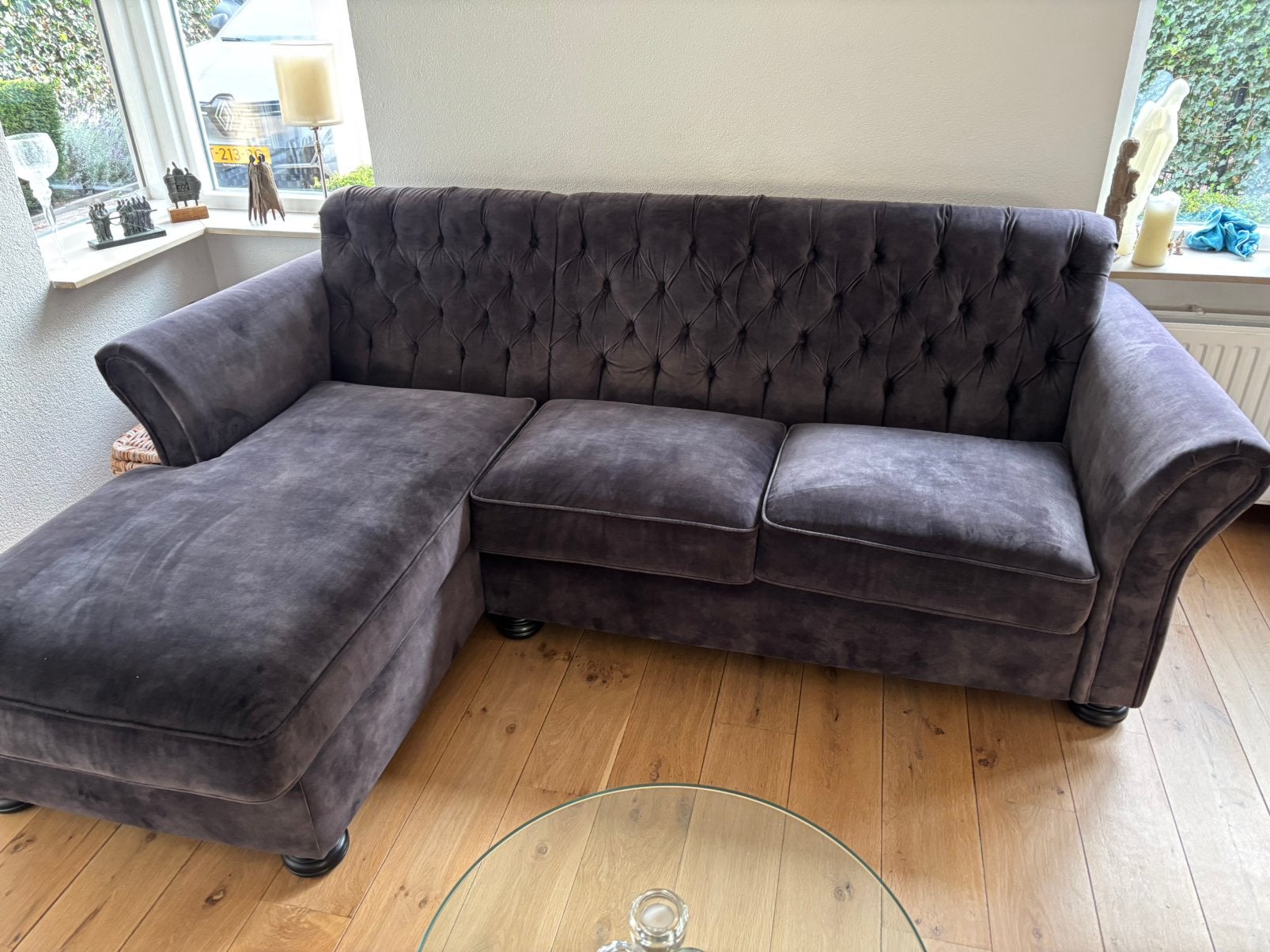 Loungebank calmont antraciet velvet, Ophalen, Zo goed als nieuw