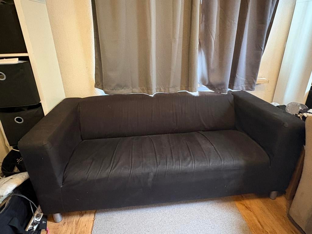 Zwarte driezitsbank, Ophalen, 150 tot 200 cm, Driepersoons, 75 tot 100 cm