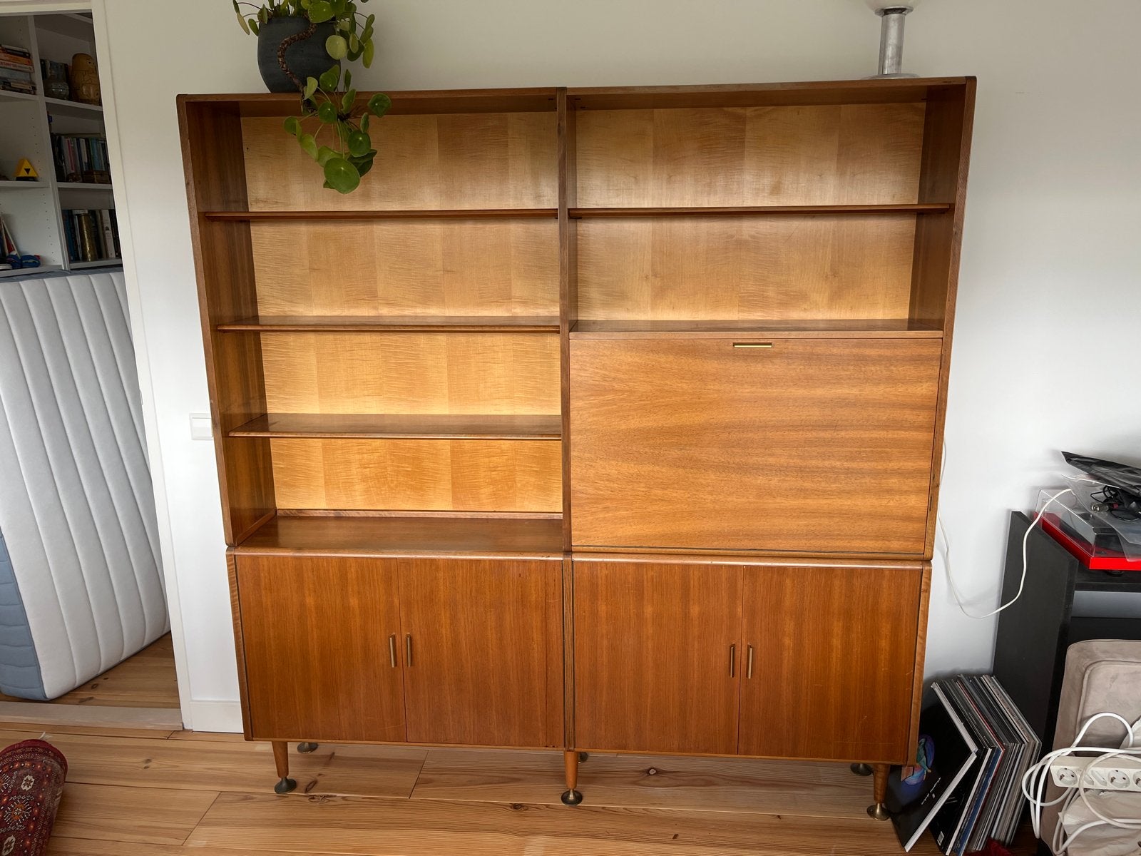 Vintage / mid century Teakhouten Boekenkast, Huis en Inrichting, Ophalen, Gebruikt, 200 cm of meer, 150 tot 200 cm