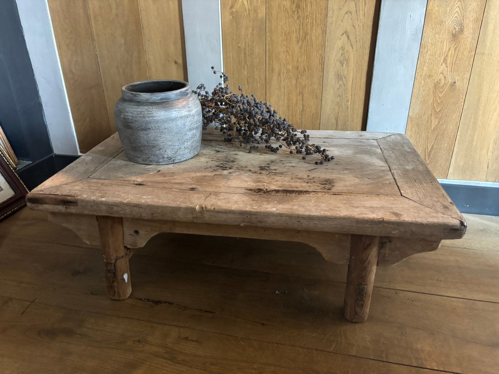 Oude landelijke bijzet tafel, Ophalen, Gebruikt, Rechthoekig, 50 tot 100 cm