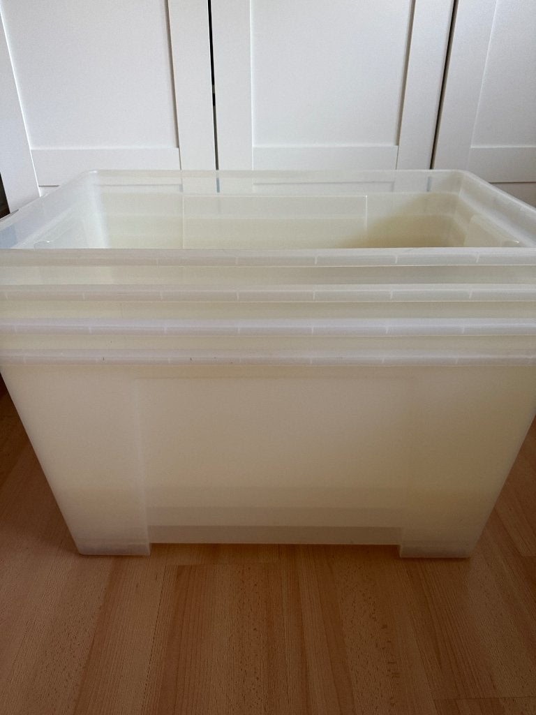 SAMLA Bak IKEA met deksel 78x56x43 cm/130 l, 4 stuks, Doe-het-zelf en Verbouw, Kratten en Dozen, Ophalen, 40 tot 60 cm, Bak of Kist