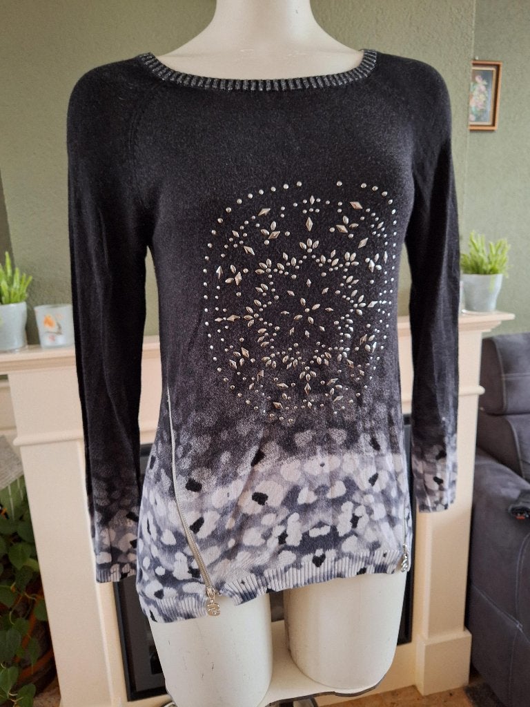 Desigual mooie zwart zilveren trui S 36, Verzenden, Zwart, Zo goed als nieuw, Desigual