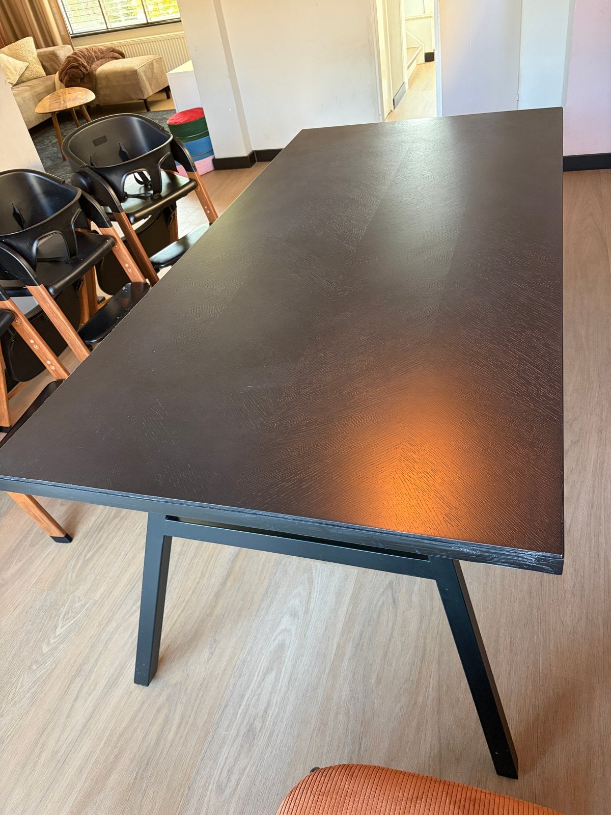Zuiver Seth Eettafel Eikenhout Zwart 180 x 90 cm, Ophalen, Gebruikt, Eikenhout, 50 tot 100 cm