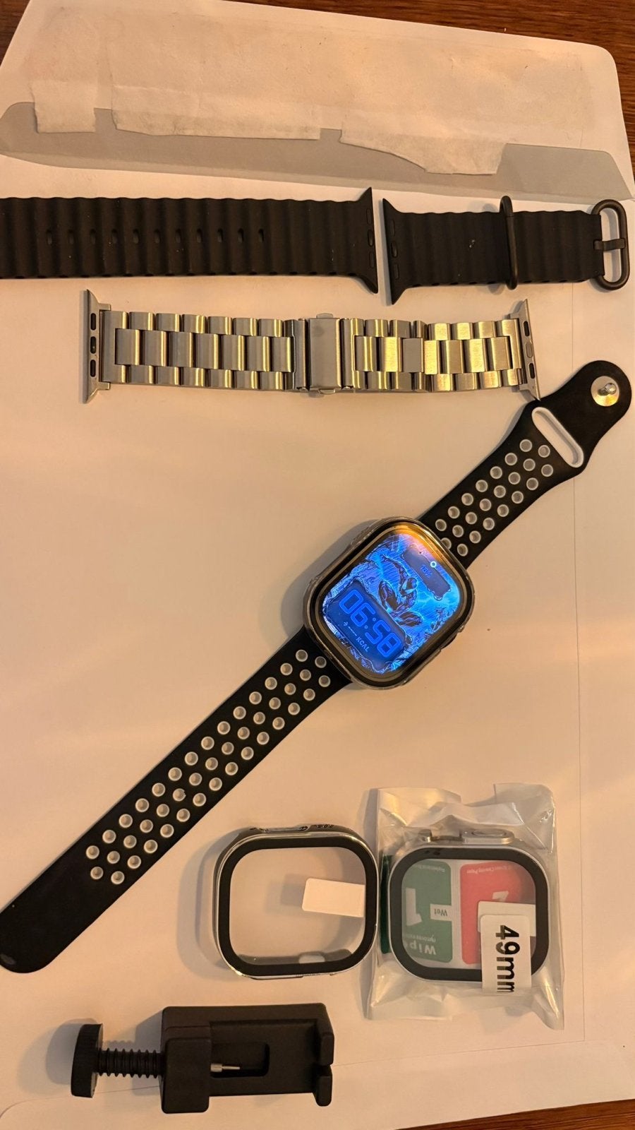Apple Watch Ultra 3 (49mm) met extra bandjes en accessoires, Ophalen, Hartslag, Zwart, IOS