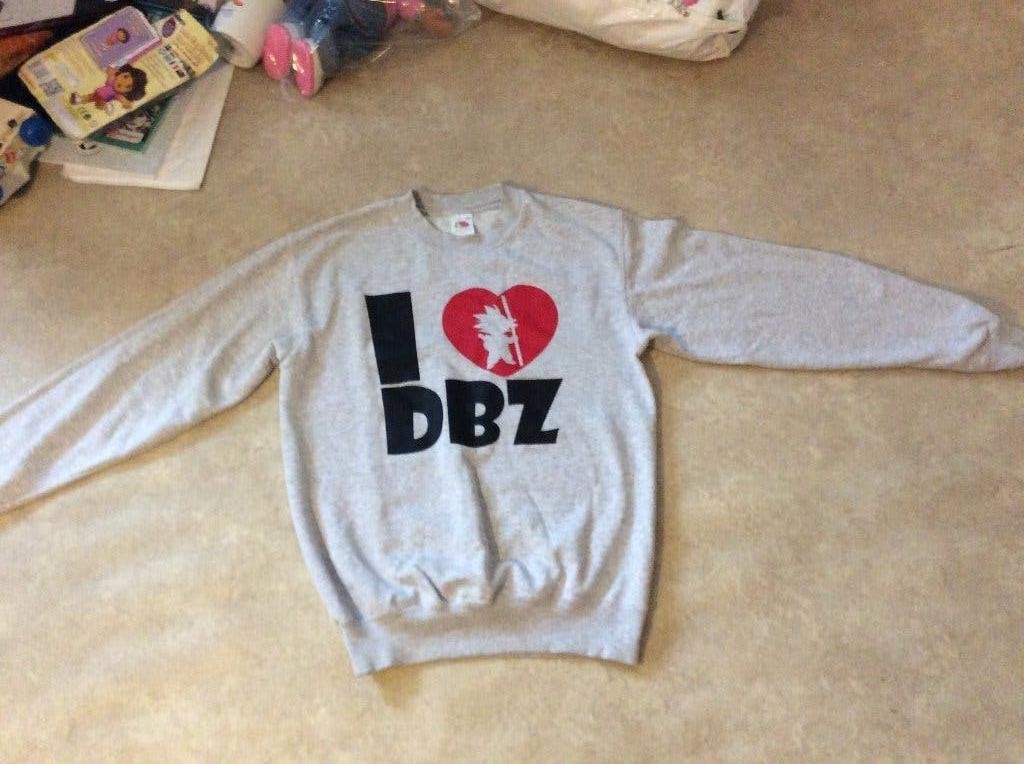 DragonBall Z sweater "I heart DBZ" grijs maat S, Ophalen of Verzenden, Gedragen, Maat 46 (S) of kleiner, Fruit of the loom