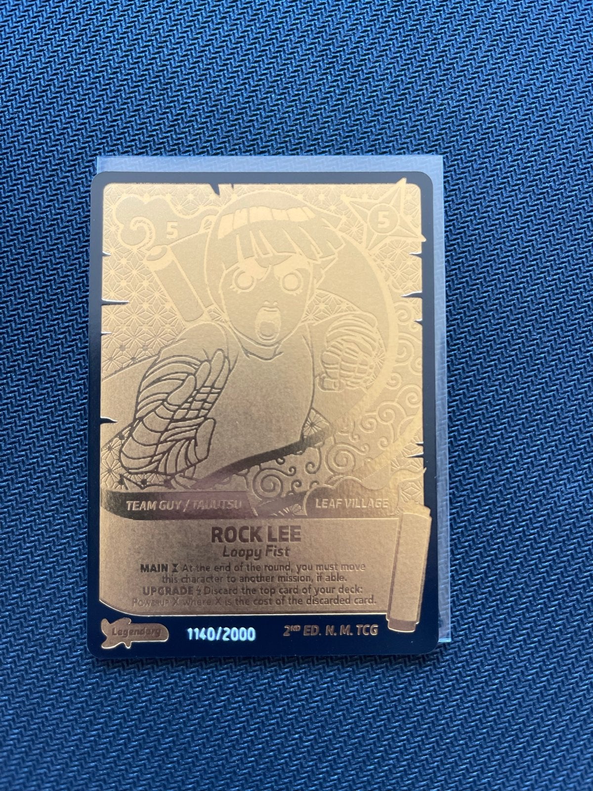Naruto Mythos | Rock Lee Gouden Kaart 1140/2000, Ophalen of Verzenden, Zo goed als nieuw, Losse kaart, Foil