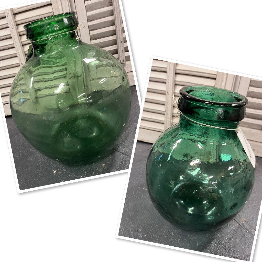 Brocante groenen gistflessen - bolvazen - bolvaas / Viresa, Ophalen