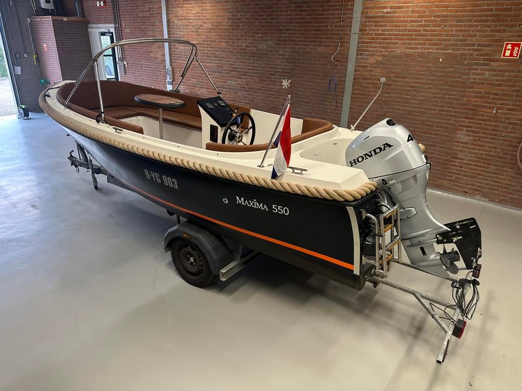 Z.G.A.N. Maxima 550 Sloep - 2024, Honda 40 pk, 49 vaaruur!, Watersport en Boten, Sloepen, Ophalen, Zo goed als nieuw, 30 tot 50 pk