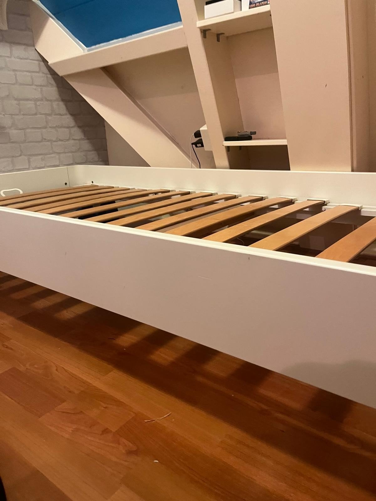 Extra lang eenpersoonsbed 220x90 cm met matras en lades, Ophalen, Gebruikt, 90 cm, Eenpersoons