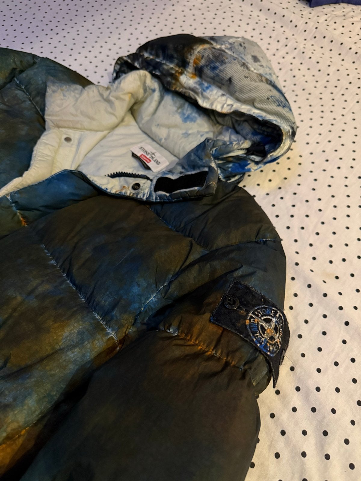 Stone Island Supreme Paintball Camo Jas - Maat S (valt als M, Ophalen of Verzenden, Zo goed als nieuw, Maat 48/50 (M), Meerkleurig