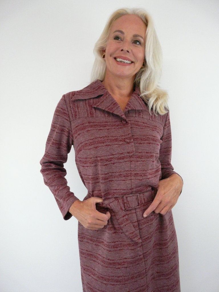 *Abfab Vintage Warme Jurk uit Finland L*, Ophalen of Verzenden, Zo goed als nieuw, Knielengte, Rood