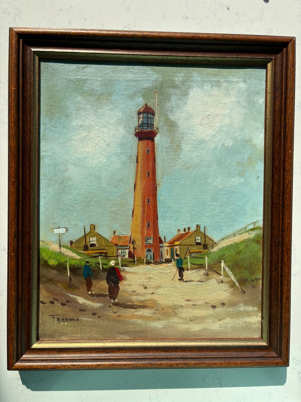 Olieverfschilderij vuurtoren Scheveningen, Doek, Ophalen of Verzenden, Olieverf, Klassiek