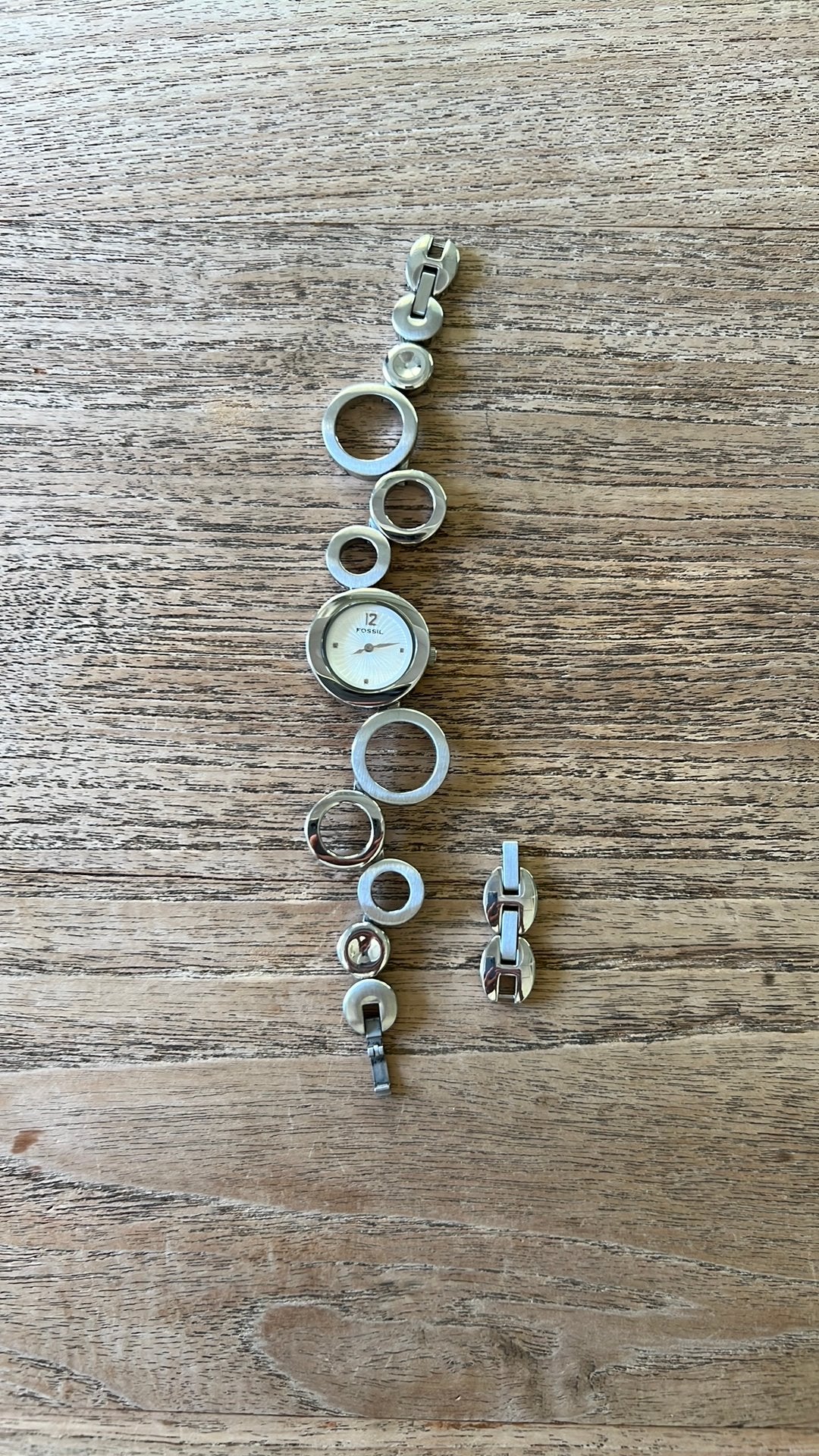 vintage dames horloge merk Fossil type F2 ES1623, Overige merken, Staal, Staal, Polshorloge