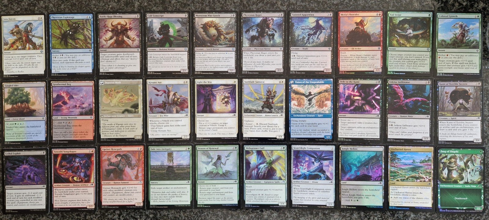 MTG Dominaria United, Kamigawa Neon Dynasty foils NM., Ophalen of Verzenden, Zo goed als nieuw, Meerdere kaarten, Foil