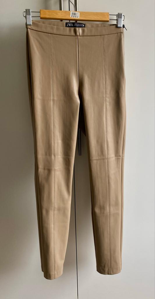 Zara Faux Leren Legging - Beige Maat S, Beige, Nieuw, Ophalen of Verzenden, Maat 36 (S)