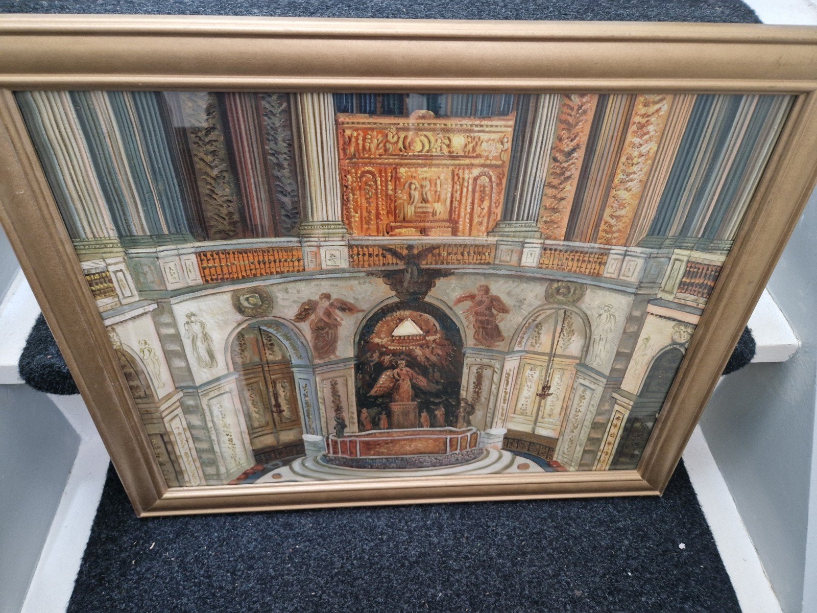 Kerk altaar, Ophalen of Verzenden, Schilderij, 75 cm of meer