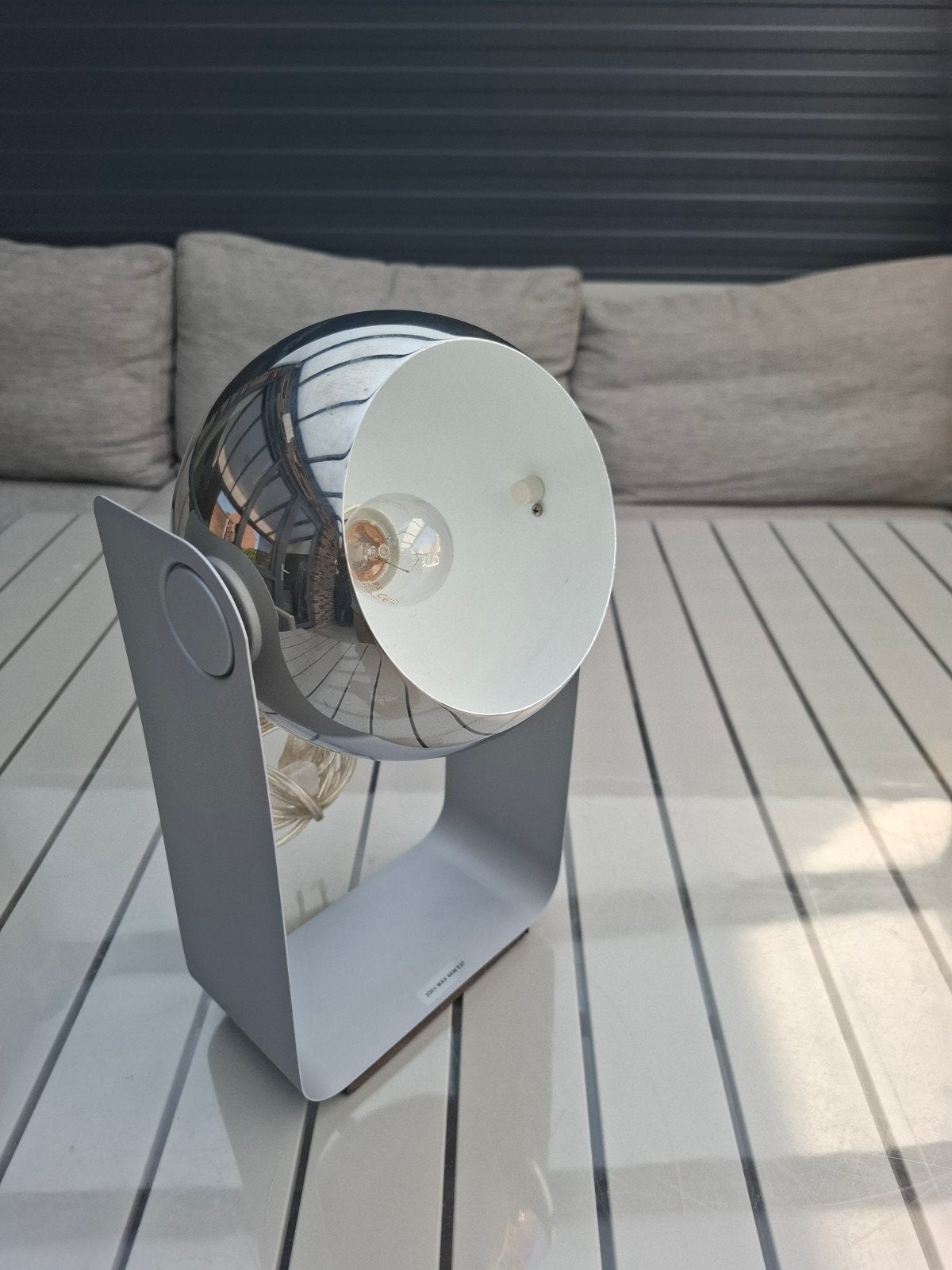 Mooie chroom Space age / eyeball tafellamp van Massive, Minder dan 50 cm, Rond, Ophalen of Verzenden, Zo goed als nieuw
