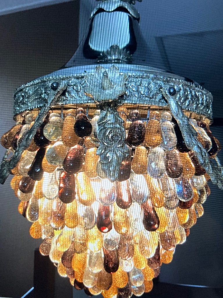 Murano lamp teardrops wijnrank, Gebruikt, Glas, Art Deco, E27 (groot)