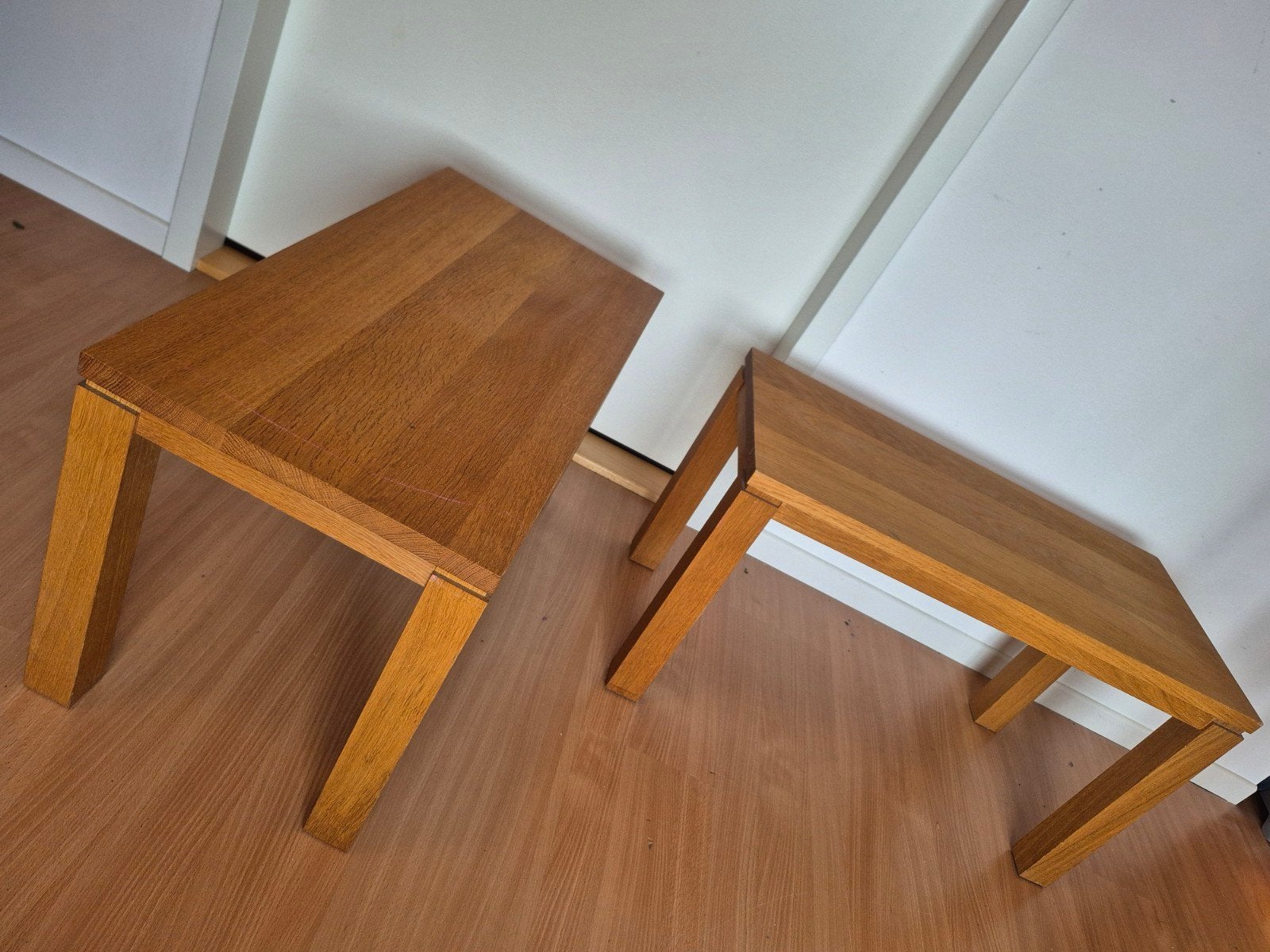 Eikenhouten bijzettafels- 73x35x40 cm, Ophalen, Minder dan 45 cm, Gebruikt, 55 tot 75 cm