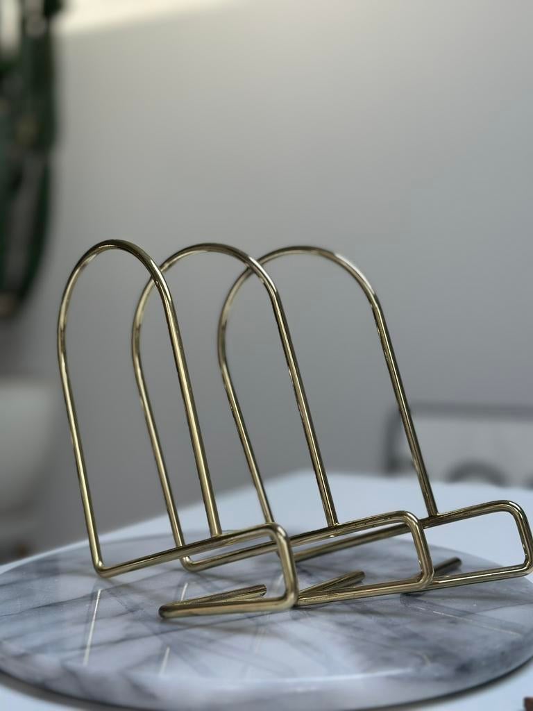Goudkleurige IKEA Flit boekensteunen Kajsa & Nisse Strinning, Ophalen of Verzenden, Zo goed als nieuw, 25 tot 50 cm, Minder dan 100 cm