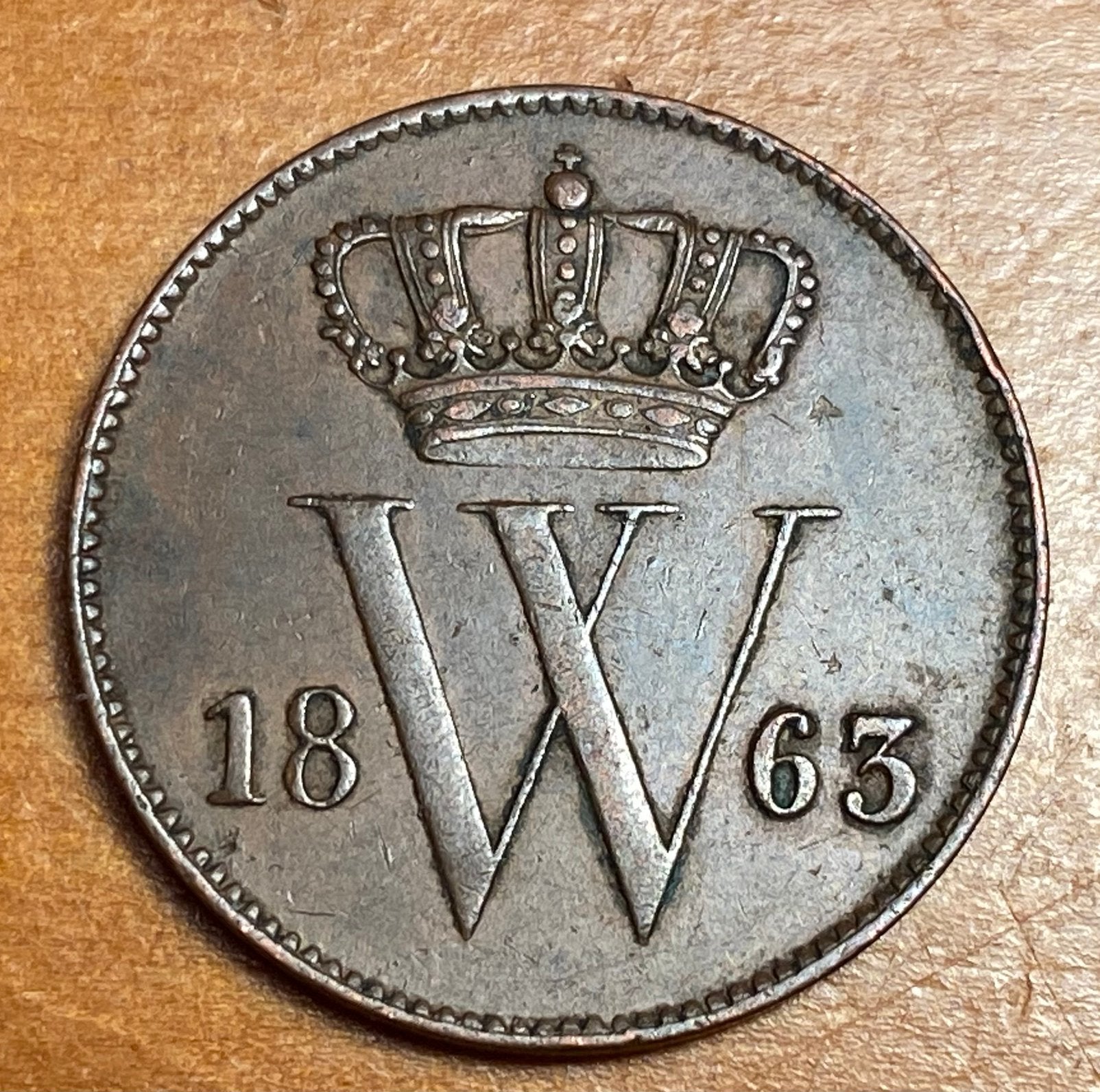 1 Cent 1863, Postzegels en Munten, Munten | Nederland, Ophalen of Verzenden, Koning Willem III, 1 cent, Losse munt