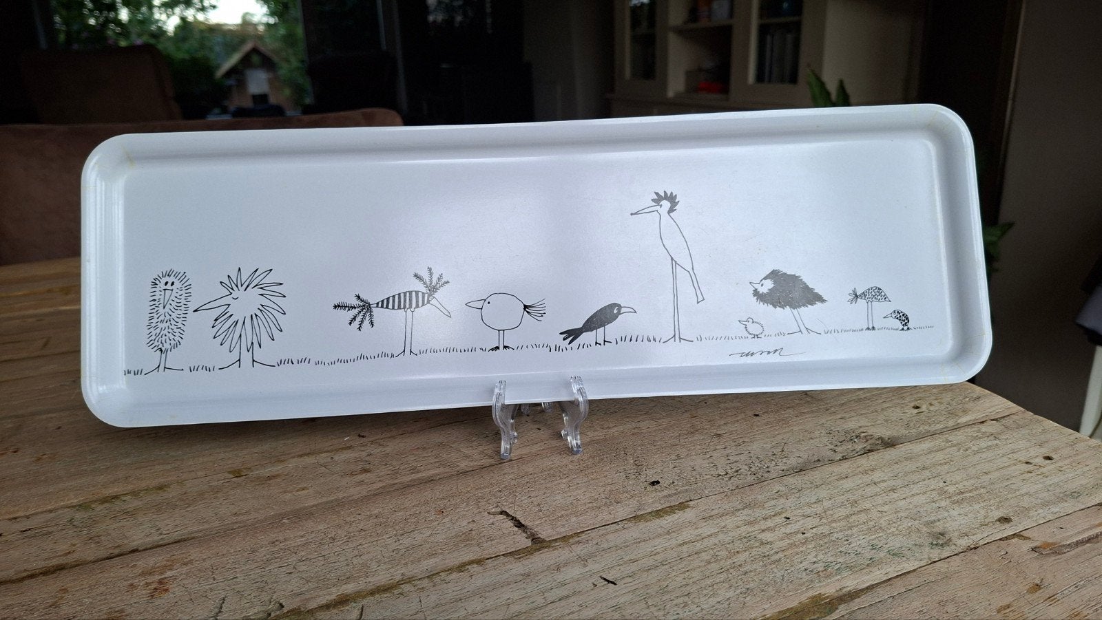 Vintage IKEA Önskedröm Dienblad – Olle Eksell 'Kooky Birds', Ophalen of Verzenden, Gebruikt, Rechthoekig, Overige materialen