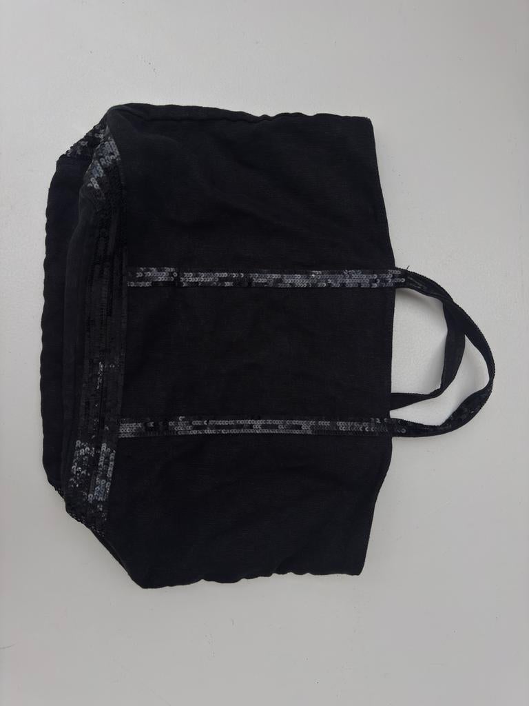 Vanessa Bruno Linnen Tas Zwart met Pailletten, Ophalen of Verzenden, Gebruikt, Zwart, Handtas