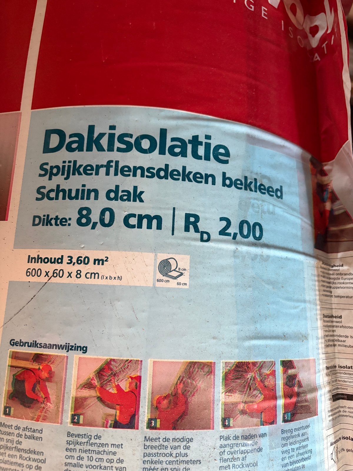 Rockwool Rockroof Sidefix isolatiewaarde 2,0, 4 tot 8 cm, Nieuw, Steenwol, 5 tot 10 m²