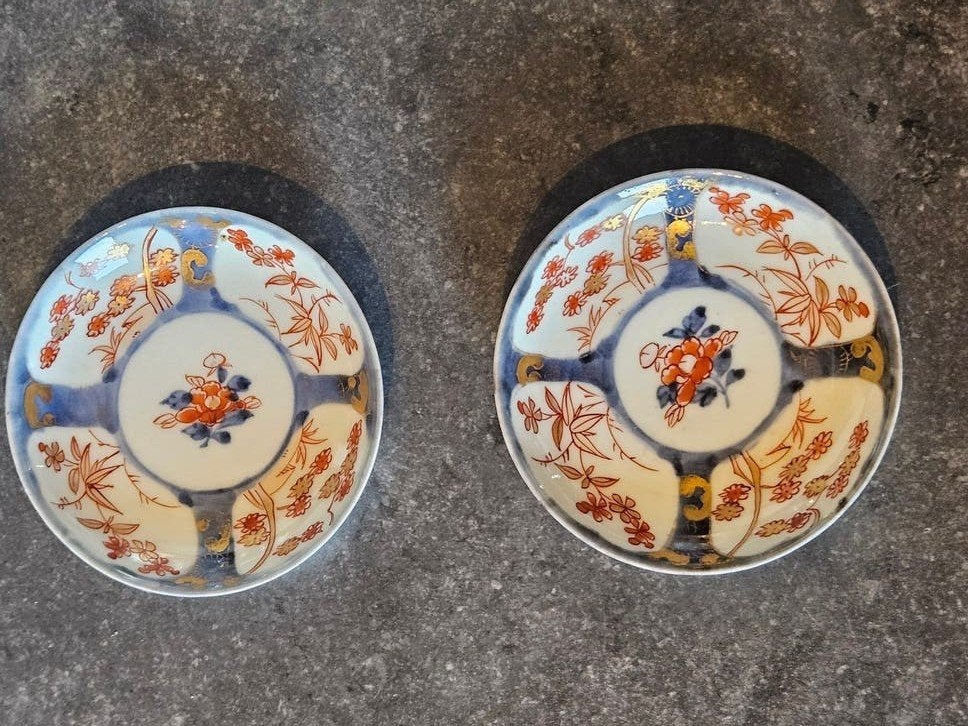 2 Antiek Chinees porselein schoteltjes Imari decor 18e eeuw, Antiek en Kunst, Antiek | Porselein, Verzenden