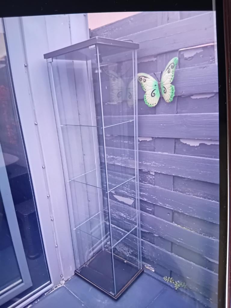 Glazen vitrine kast met lamp, Ophalen of Verzenden, Zo goed als nieuw, 25 tot 50 cm, 50 tot 100 cm