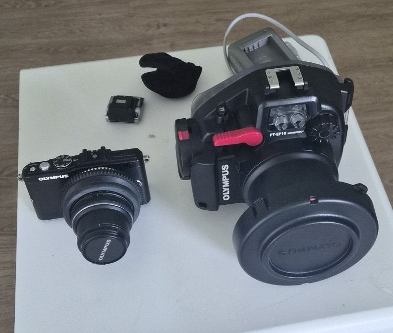 Olympus camera PEN E-PL5 met  PT-EP10 onderwaterhuis, Ophalen, Video-opname, Olympus, Systeemcamera