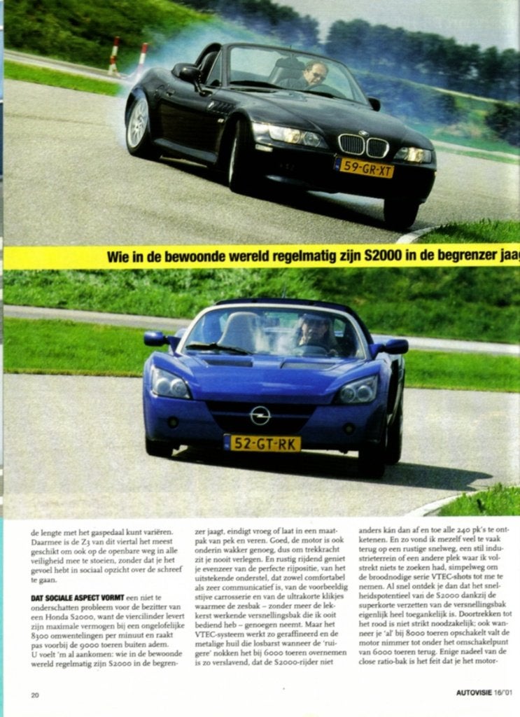 Autovisie BMW Z3,Honda S2000,Donkervoort 8,Opel Speedster, Ophalen of Verzenden, Gelezen