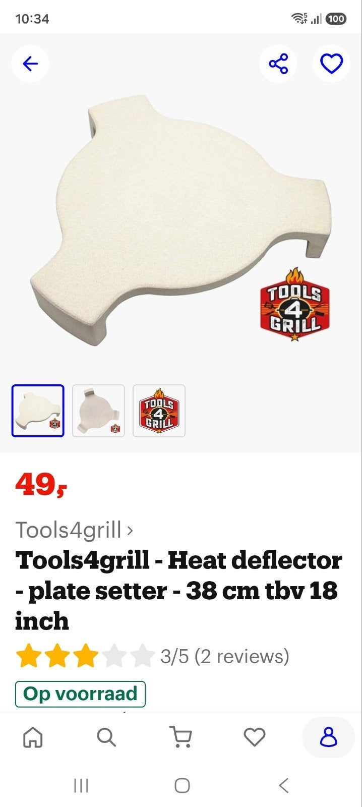 Tools4grill Heat Deflector / Plate Setter 38 cm, Ophalen, Zo goed als nieuw, Tools4grill