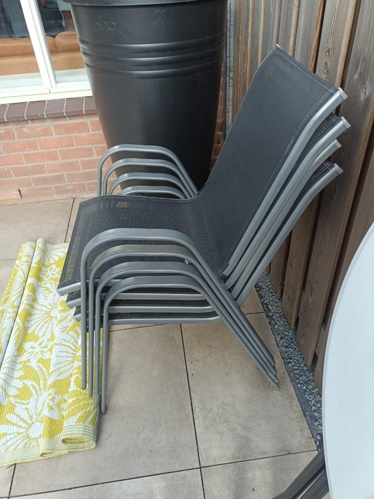 4 tuinstoelen, Tuin en Terras, Ophalen, Gebruikt, Overige materialen, Stapelbaar