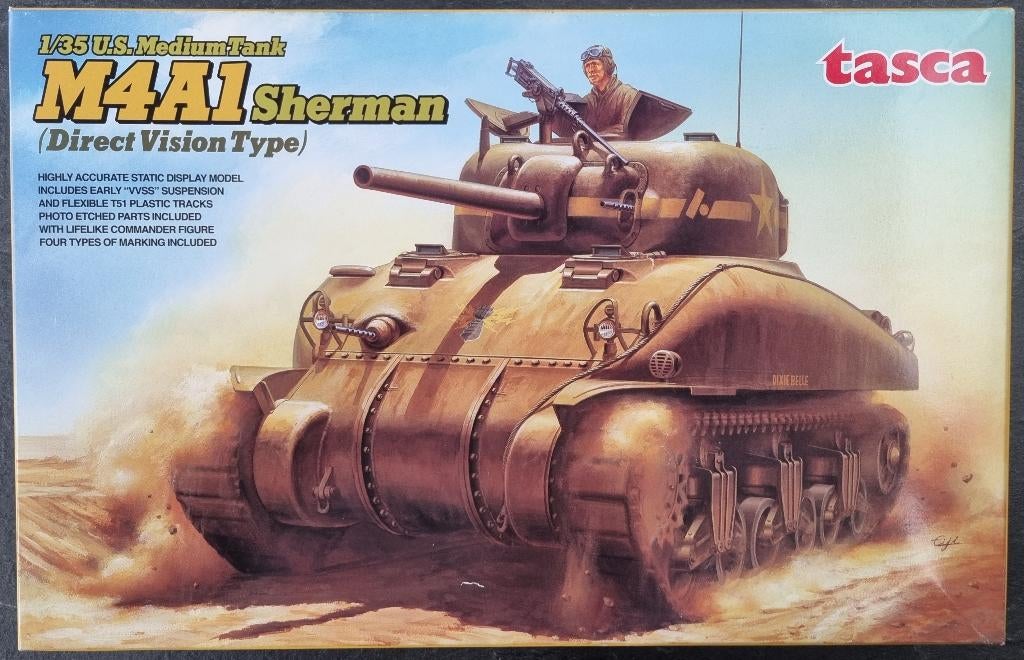 Tasca 1:35 #35-025 WWII U.S. M4A1 Sherman Direct Vision Type, Overige merken, Tank, 1:32 tot 1:50, Nieuw