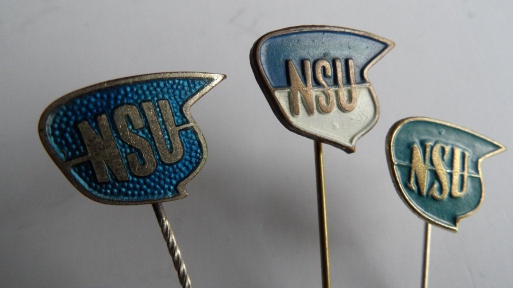 NSU oldtimerbromfiets speldjes 3 x verschillend, Verzenden, Gebruikt, Merk, Speldje of Pin