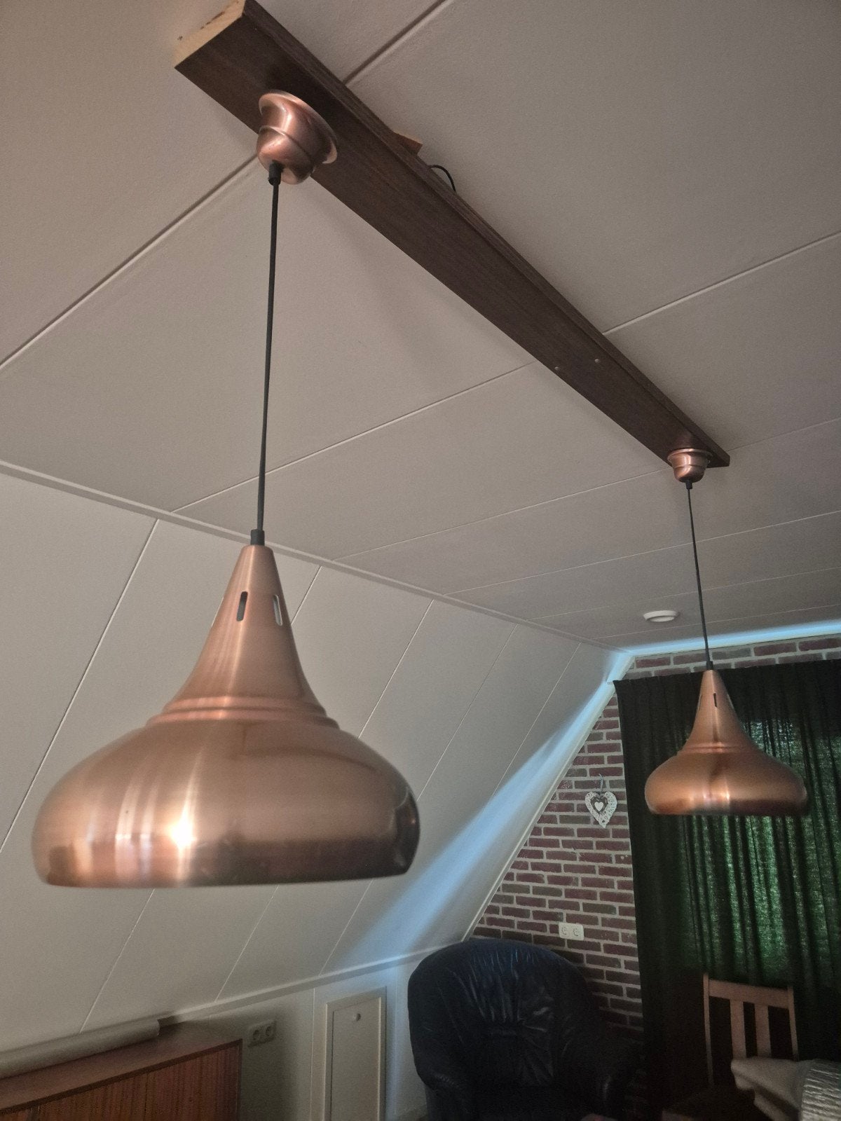 set biljart lampen.  koper kleurig, Ophalen, Zo goed als nieuw, Metaal