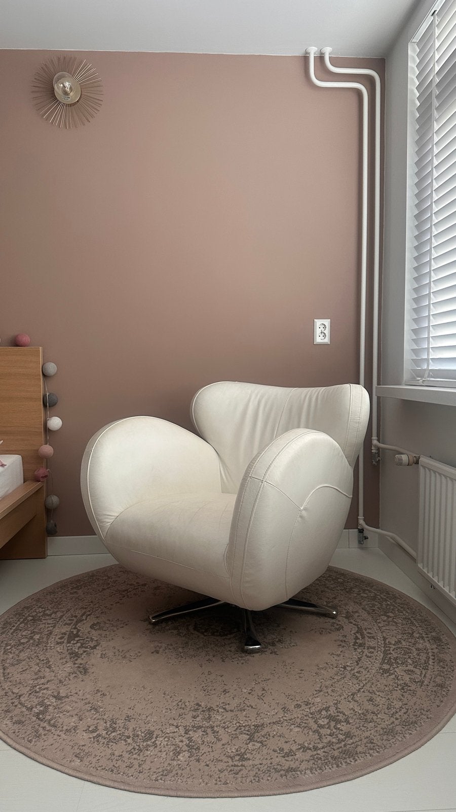 Leren witte design Fauteuil KUKA, Ophalen, Gebruikt, Leer, 75 tot 100 cm