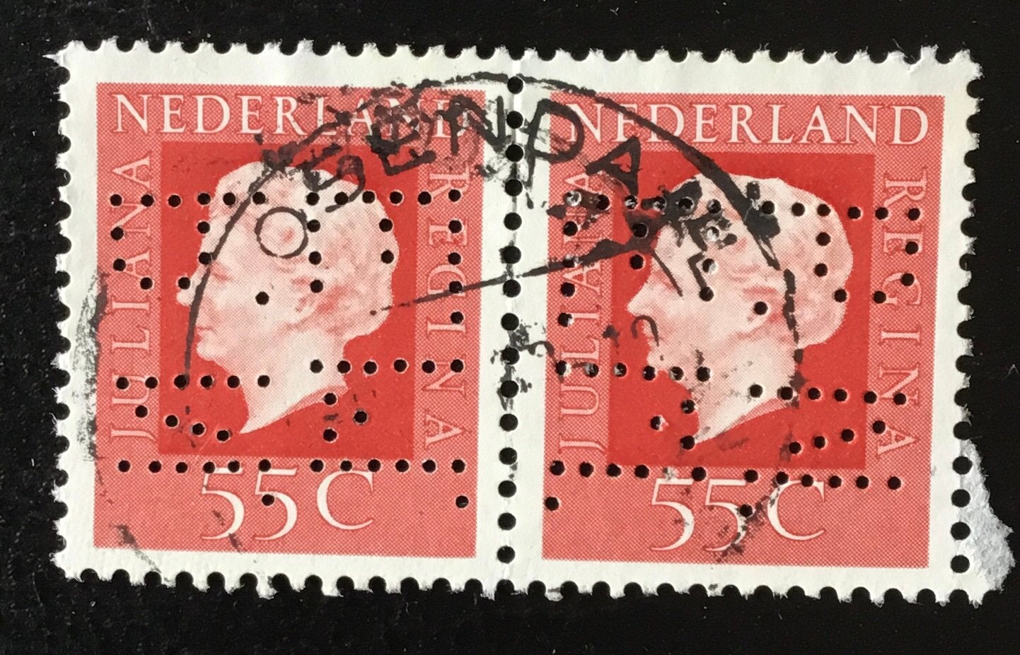 Perfins Nederland kavel pa 31, Ophalen of Verzenden, Na 1940, Gestempeld