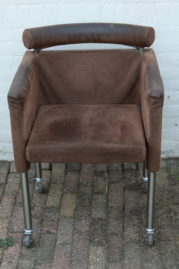 5x Minotti | Design | Eetkamerstoelen | Leer | Opknappers, Ophalen, Gebruikt, Bruin, Leer, strak, modern, design, Italiaans