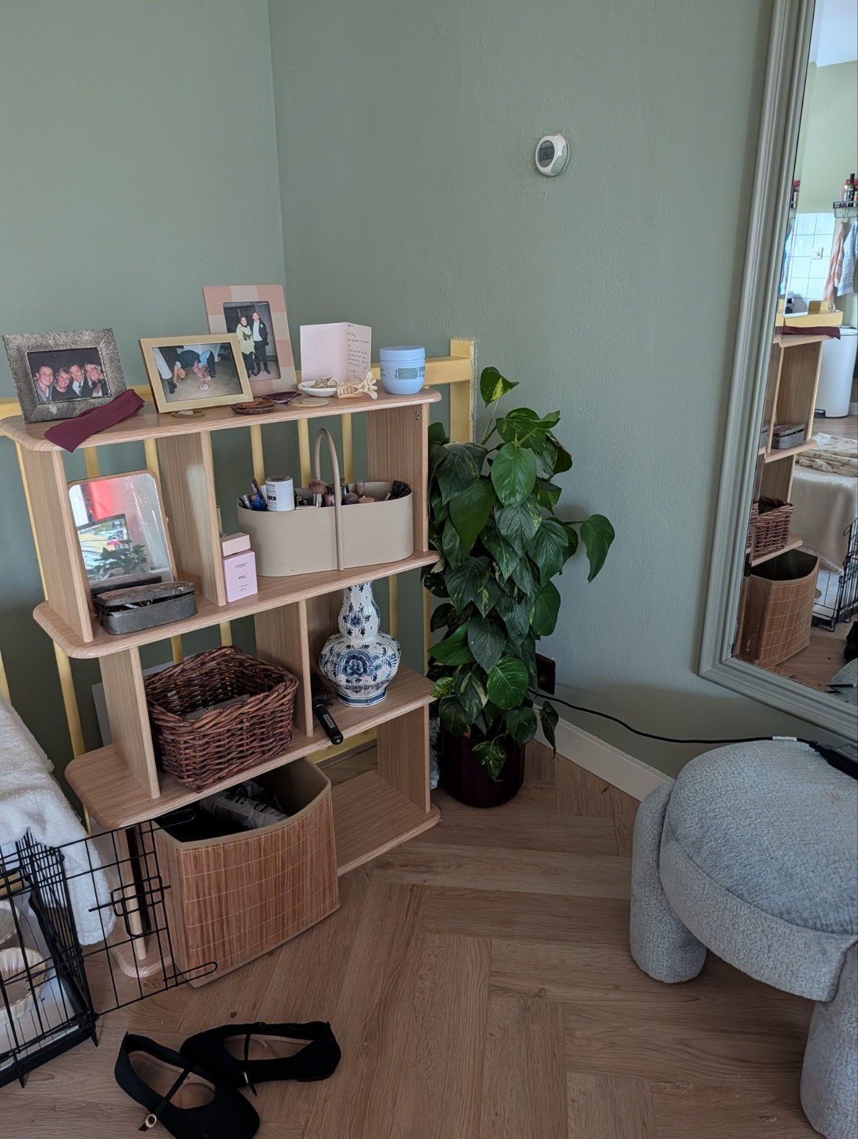Lichtbruin eiken look vakkenkastje - Japandi stijl, Ophalen, Minder dan 50 cm, Gebruikt, Minder dan 25 cm