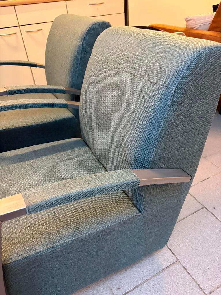 2 hele luxe dikke fauteail stoelen robuust staal, Huis en Inrichting, Fauteuils, 75 tot 100 cm, Ophalen of Verzenden, Zo goed als nieuw