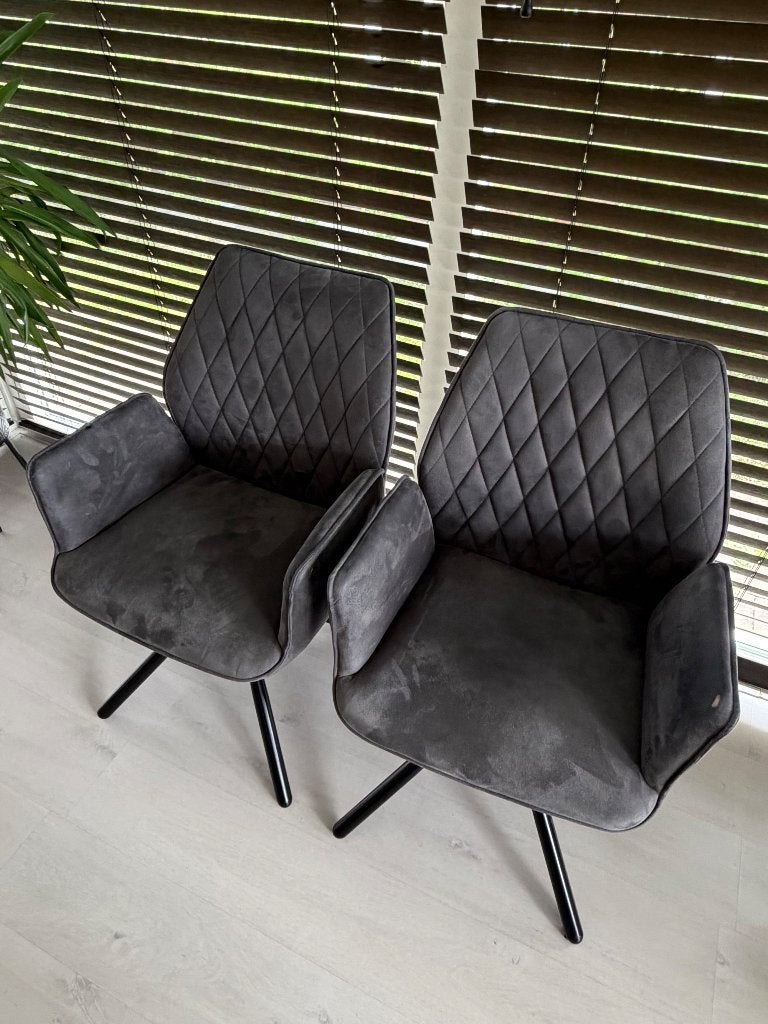 Set van 2 draaibare eetkamerstoelen, Ophalen, Zo goed als nieuw, Grijs, Twee