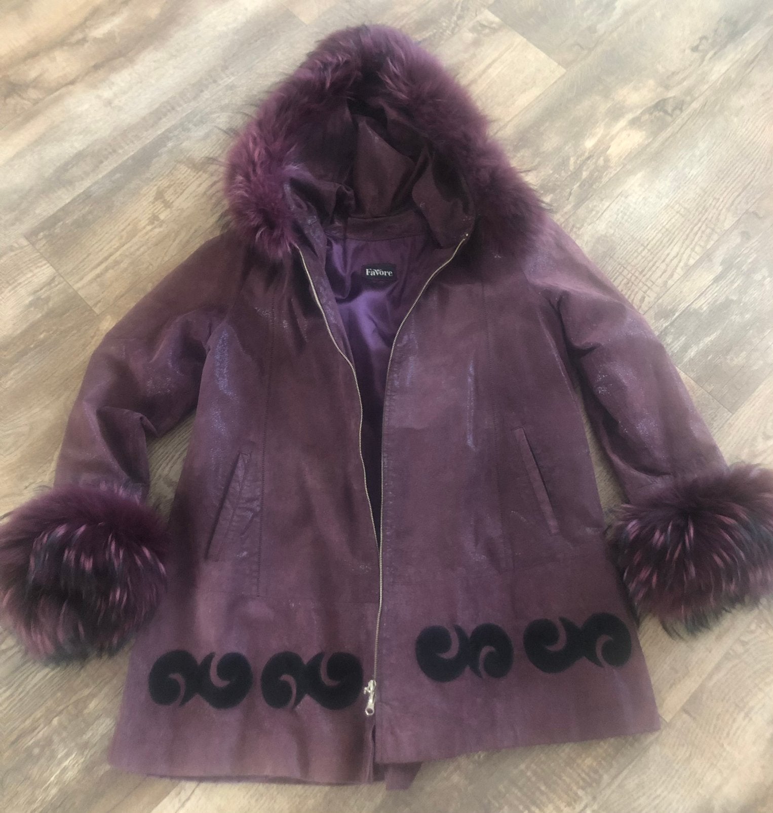 VINTAGE 100% leren jas maat M/L paars met glitters, apart, Kleding | Dames, Jassen | Winter, Ophalen, Zo goed als nieuw, Maat 38/40 (M)