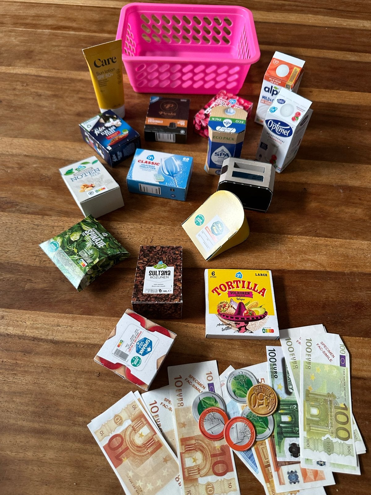 Pakket 2 Albert Heijn mini boodschappen met geld, Ophalen of Verzenden, Zo goed als nieuw, Meisje