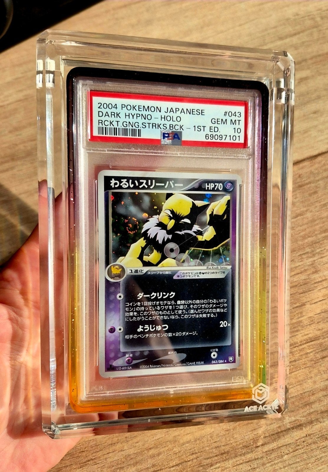 pokémon dark hypno holo swirl 1st edition japan PSA10 pop 97, Ophalen of Verzenden